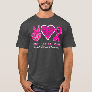 Breast Cancer Awareness Costume Pink Peace Love Cu T-Shirt