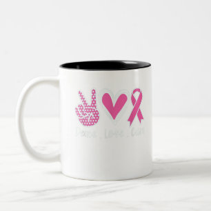 Breast Cancer Awareness Costume Pink Peace Love Cu Two-Tone Coffee Mug