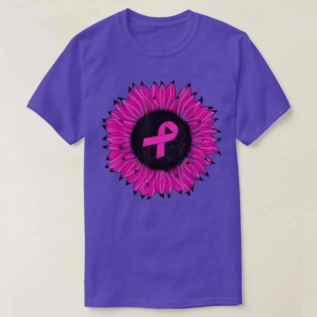 Breast Cancer Awareness Costume Pink Sunflower Rib T-Shirt (Design Front)