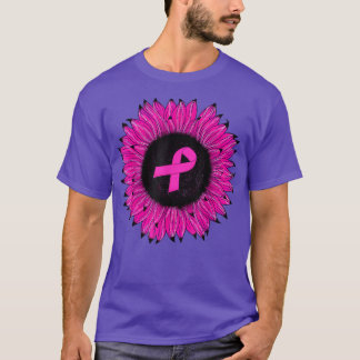 Breast Cancer Awareness Costume Pink Sunflower Rib T-Shirt