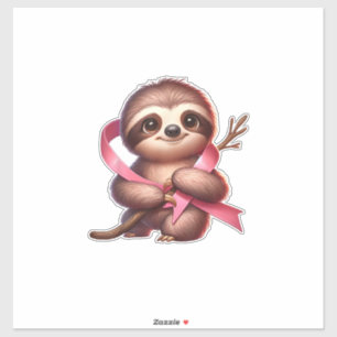 Breast Cancer Awareness Cute Sloth Pink Ribbon Ani