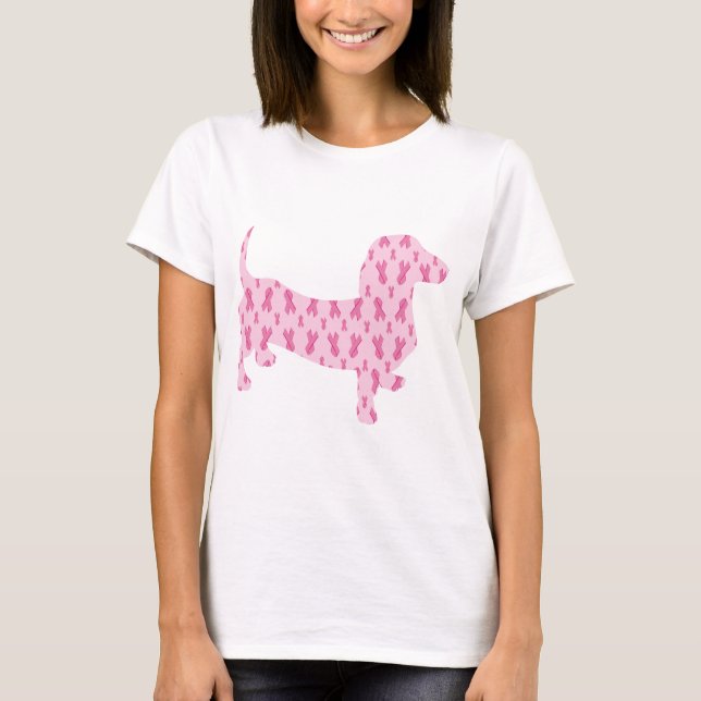 Breast Cancer Awareness Dachshund T-Shirt (Front)