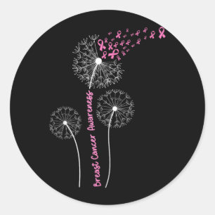 Breast Cancer Awareness Dandelion Wish Strength Classic Round Sticker