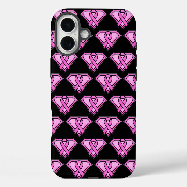 Breast Cancer Awareness Diamond Logo Black Case-Mate iPhone Case (Back)