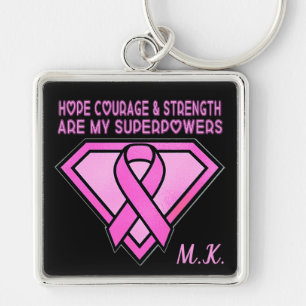 Breast Cancer Awareness Diamond Logo Black Key Ring