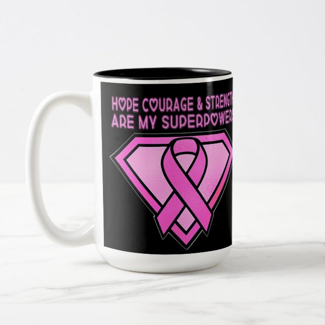 Breast Cancer Awareness Diamond Logo Black Two-Tone Coffee Mug (Left)