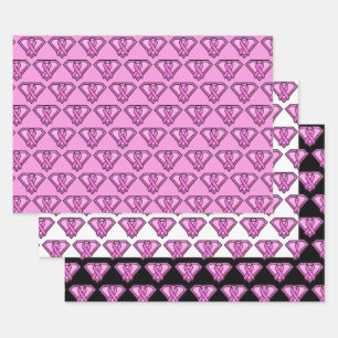 Breast Cancer Awareness Diamond Logo Collection Wrapping Paper Sheet