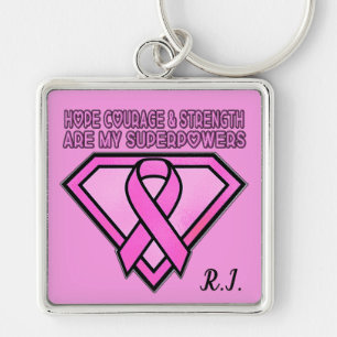 Breast Cancer Awareness Diamond Logo Pink Key Ring