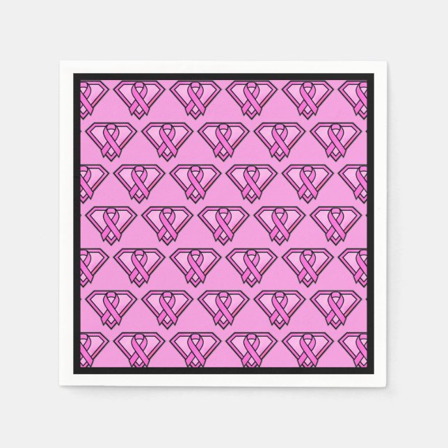 Breast Cancer Awareness Diamond Logo Pink Napkin (Front)