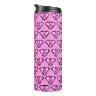 Breast Cancer Awareness Diamond Logo Pink Thermal Tumbler