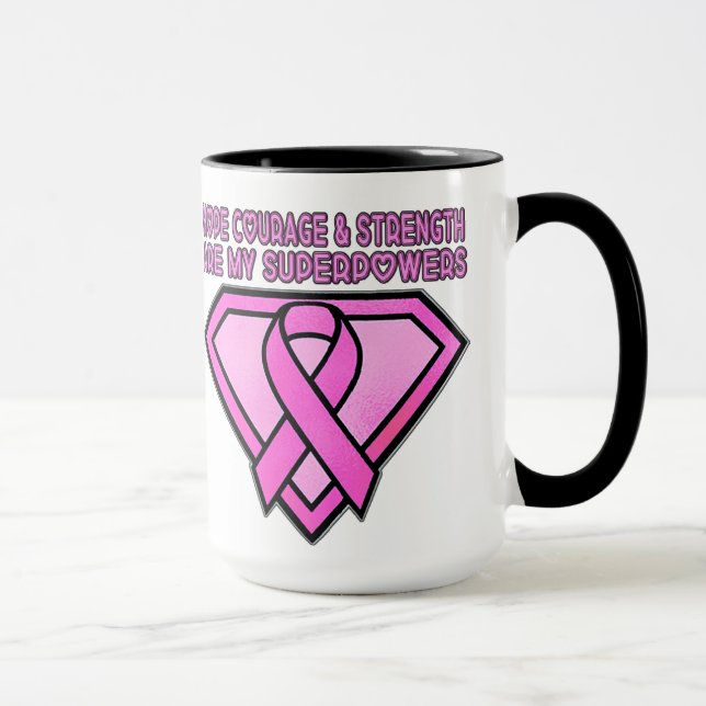 Breast Cancer Awareness Diamond Logo White Mug (Right)
