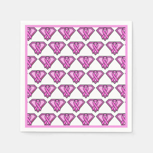 Breast Cancer Awareness Diamond Logo White Napkin