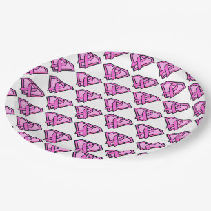Breast Cancer Awareness Diamond Logo White Paper Plate