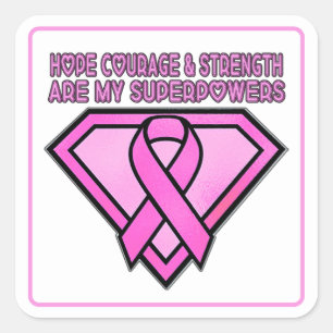 Breast Cancer Awareness Diamond Logo White Square Sticker