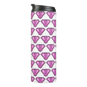 Breast Cancer Awareness Diamond Logo White Thermal Tumbler