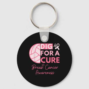 Breast Cancer Awareness Dig For A Cure Volleybyll  Key Ring