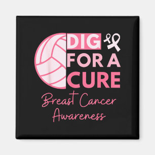 Breast Cancer Awareness Dig For A Volleyball Pink Magnet