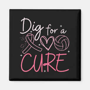 Breast Cancer Awareness Dig for A Volleyball Pink Magnet