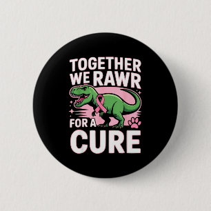 Breast cancer awareness dinosaur paleontologist 6 cm round badge
