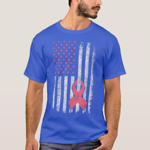 Breast Cancer Awareness Distressed American Flag P T-Shirt
