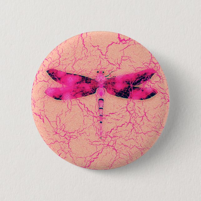 Breast Cancer Awareness Dragonfly 6 Cm Round Badge (Front)