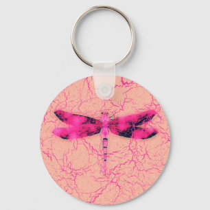 Breast Cancer Awareness Dragonfly Key Ring