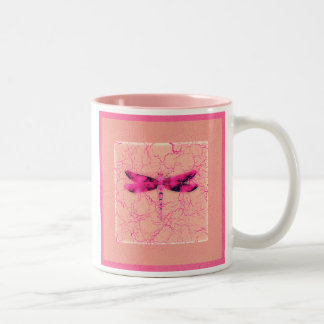 Breast Cancer Awareness Dragonfly Two-Tone Coffee Mug