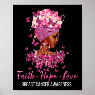 Breast Cancer Awareness Faith Hope Love Butterflie Poster