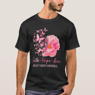 Breast Cancer Awareness Faith Hope Love Butterflie T-Shirt