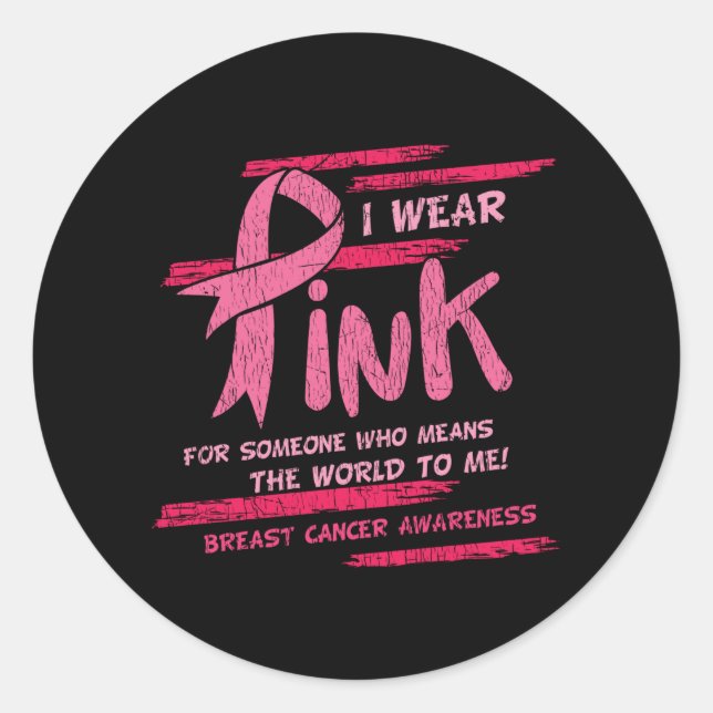 Breast Cancer Awareness Family Friends Support  Classic Round Sticker (Front)