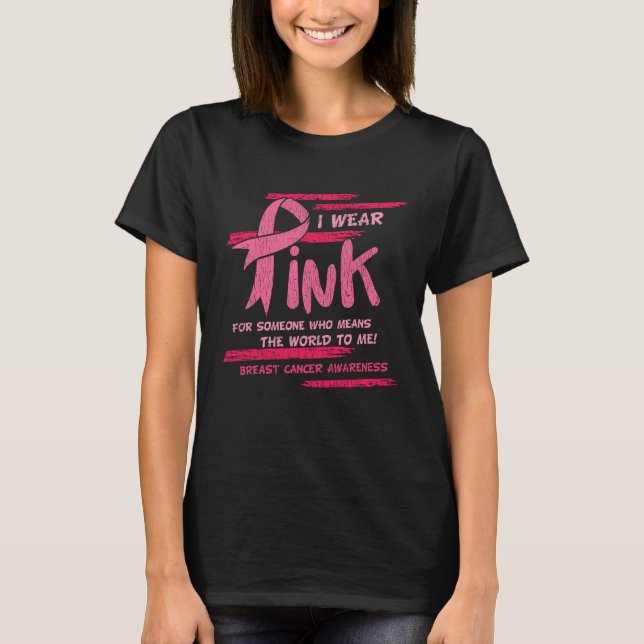 Breast Cancer Awareness Family Friends Support  T-Shirt (Front)