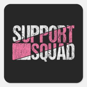 Breast Cancer Awareness Family Support Squad Team Square Sticker