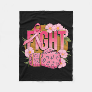 Breast Cancer Awareness Fight Boxing Gloves Fleece Blanket