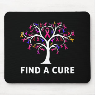 Breast Cancer Awareness Fight Find A Cure Tree Rib Mouse Pad