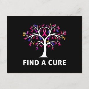 Breast Cancer Awareness Fight Find A Cure Tree Rib Postcard
