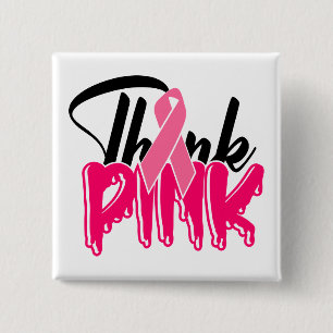 Breast Cancer Awareness Fighter Pink Ribbon Button