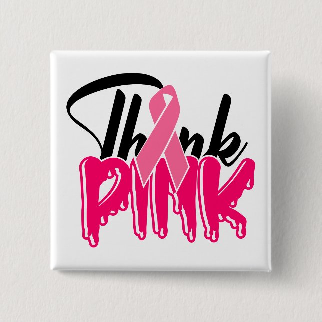 Breast Cancer Awareness Fighter Pink Ribbon Button (Front)