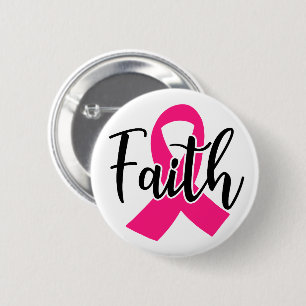 Breast Cancer Awareness Fighter Pink Ribbon Faith 6 Cm Round Badge