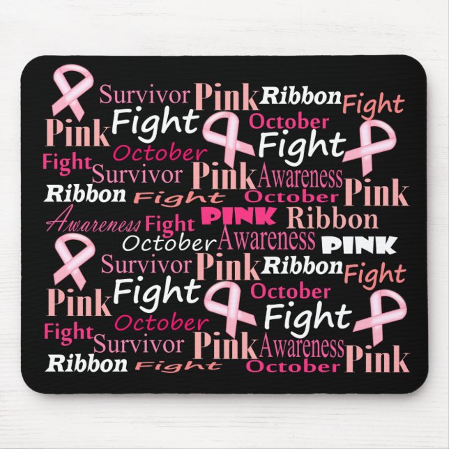 Breast Cancer Awareness Fighting Words Mouse Pad (Front)
