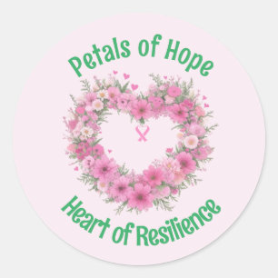 Breast Cancer Awareness Floral Heart Classic Round Sticker