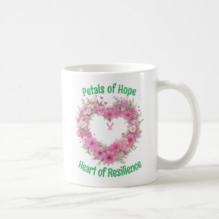 Breast Cancer Awareness Floral Heart Coffee Mug