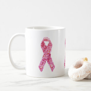 Breast Cancer Awareness Floral Pink Ribbon Mug