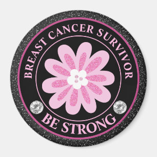 Breast Cancer Awareness Flower Survivor Magnet