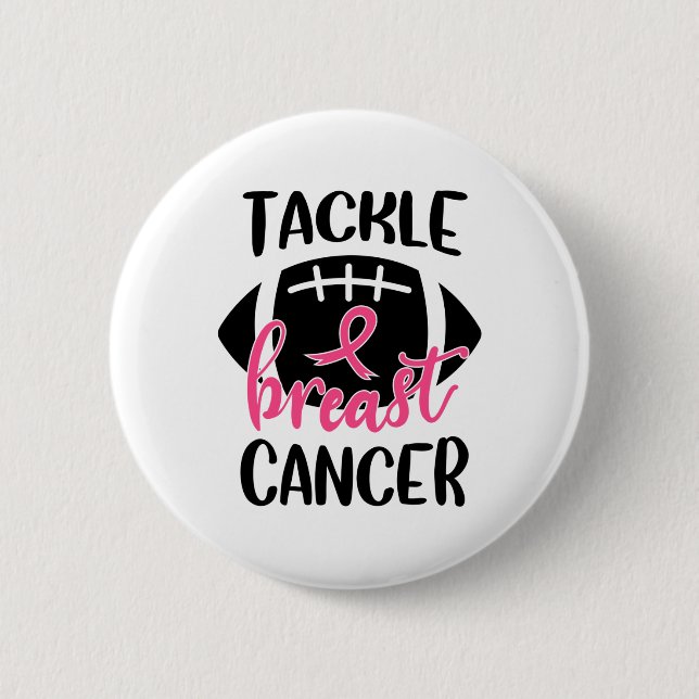 Breast Cancer Awareness Football Ribbon Tackle Bre 6 Cm Round Badge (Front)