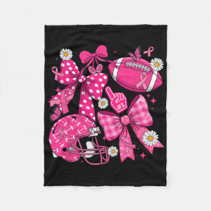 Breast Cancer Awareness Footbyll Coquette Bow Pink Fleece Blanket