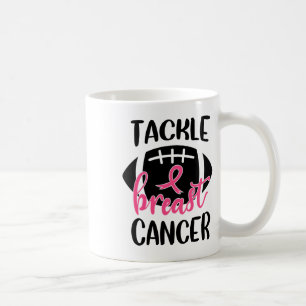 Breast Cancer Awareness Footbyll Ribbon Tackle Bre Coffee Mug