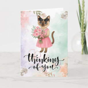 Breast Cancer Awareness for cat lovers pink ribbon Card