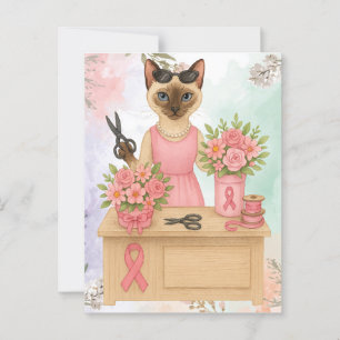Breast Cancer Awareness for cat lovers pink ribbon Postcard