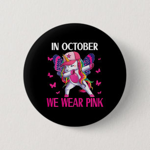Breast Cancer Awareness For Toddlers Kids Unicorn 6 Cm Round Badge