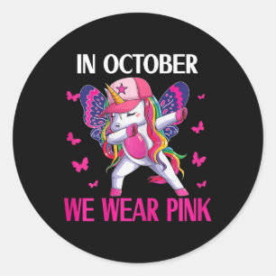 Breast Cancer Awareness For Toddlers Kids Unicorn Classic Round Sticker